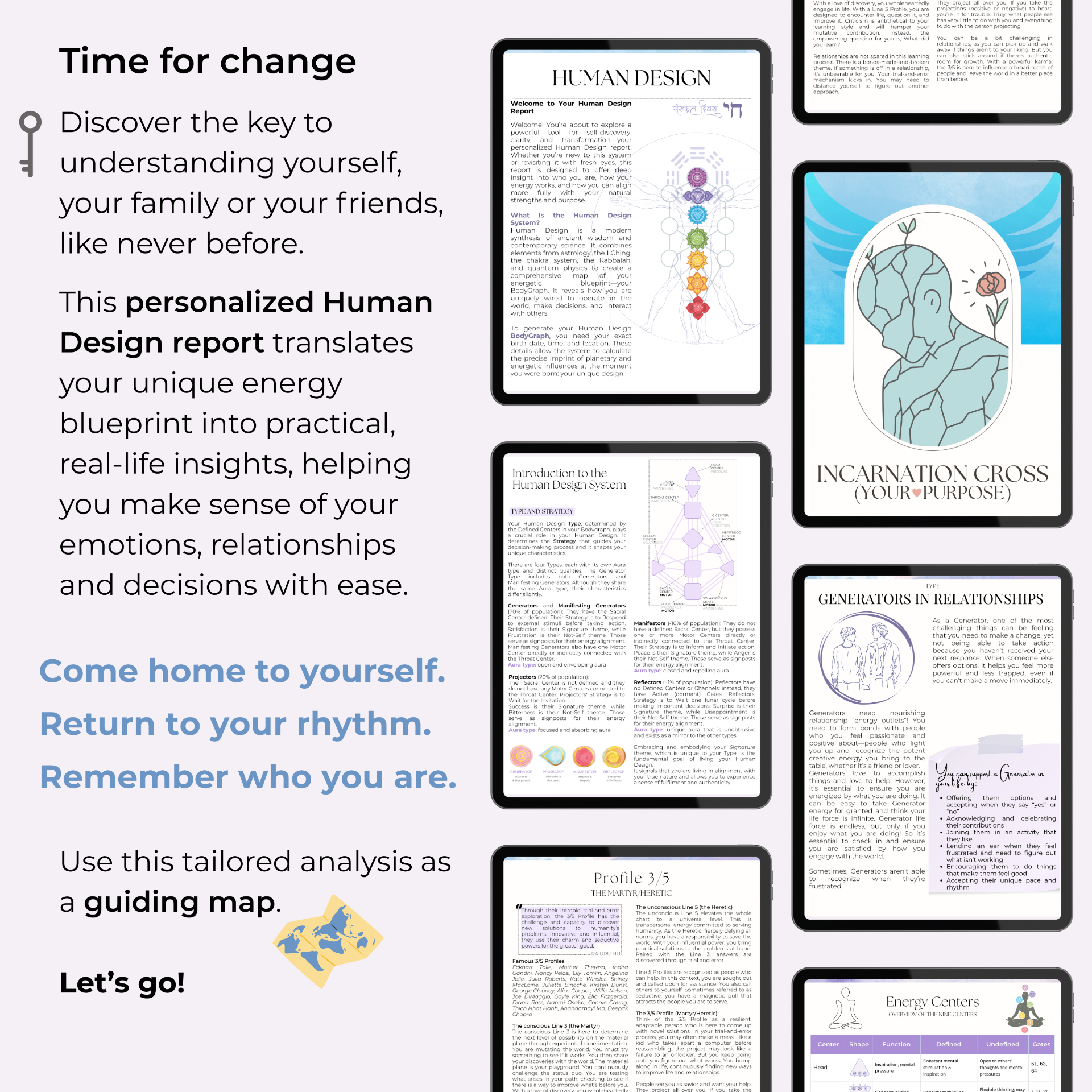 Personalized Human Design report — pages preview