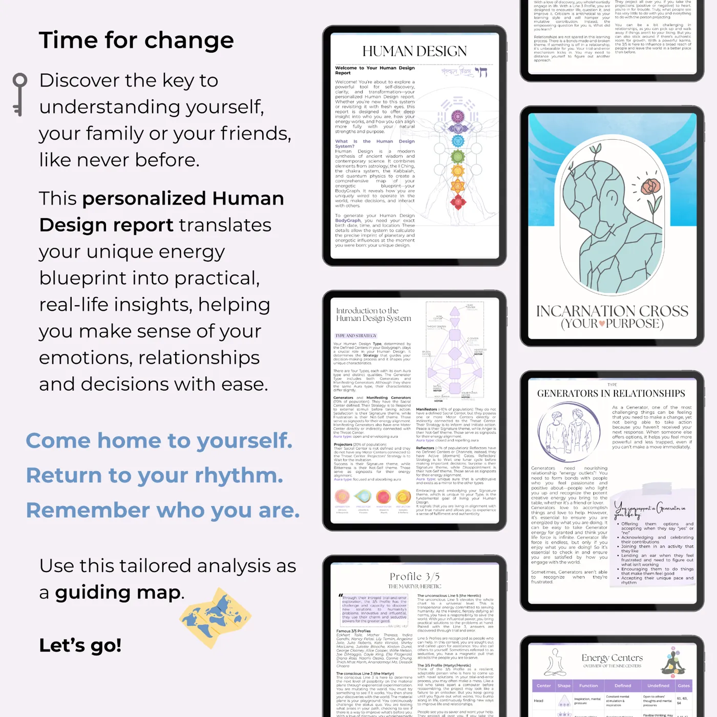 Personalized Human Design report — pages preview